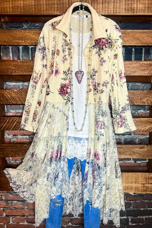 Fashionista Favorites LOVE OF MY LIFE FLORAL LACE CARDIGAN JACKET IN MULTI-COLOR