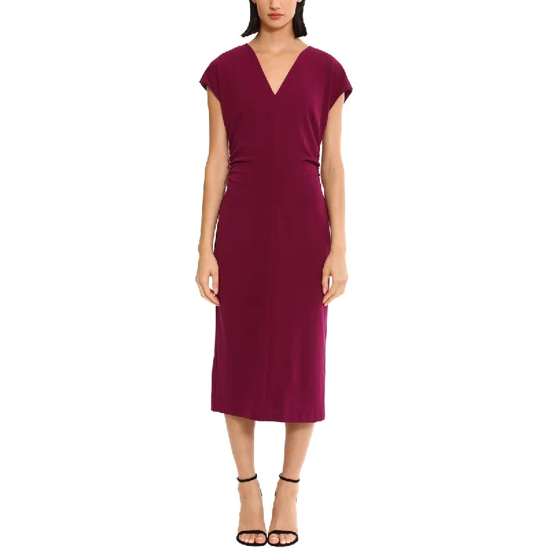 Seasonal Fashion Donna Morgan Womens V-Neck Short Sleeve Midi Dress