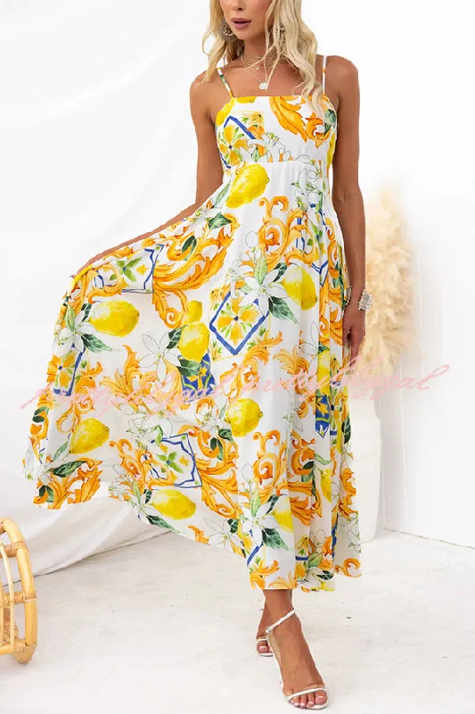 Fashion For Every Occasion Summer Crush Abstract Print Back Tie-up Maxi Dress