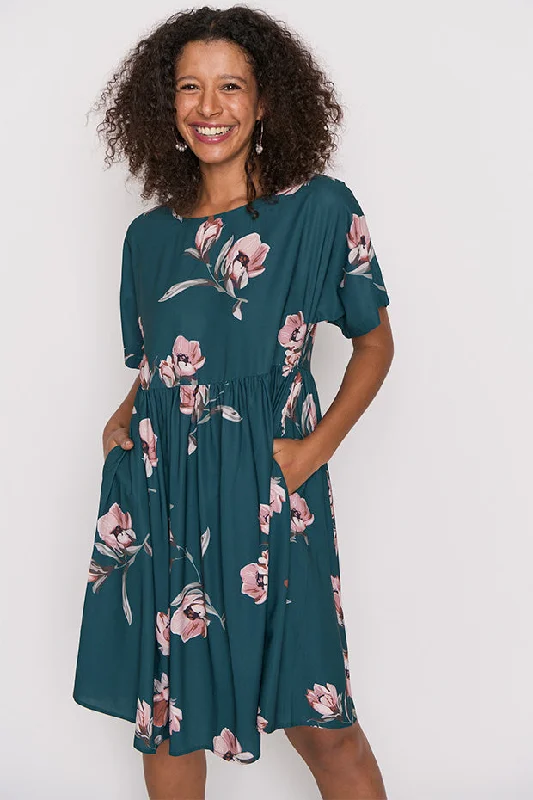 Day To Night Styles Allsorts Teal Floral Dress