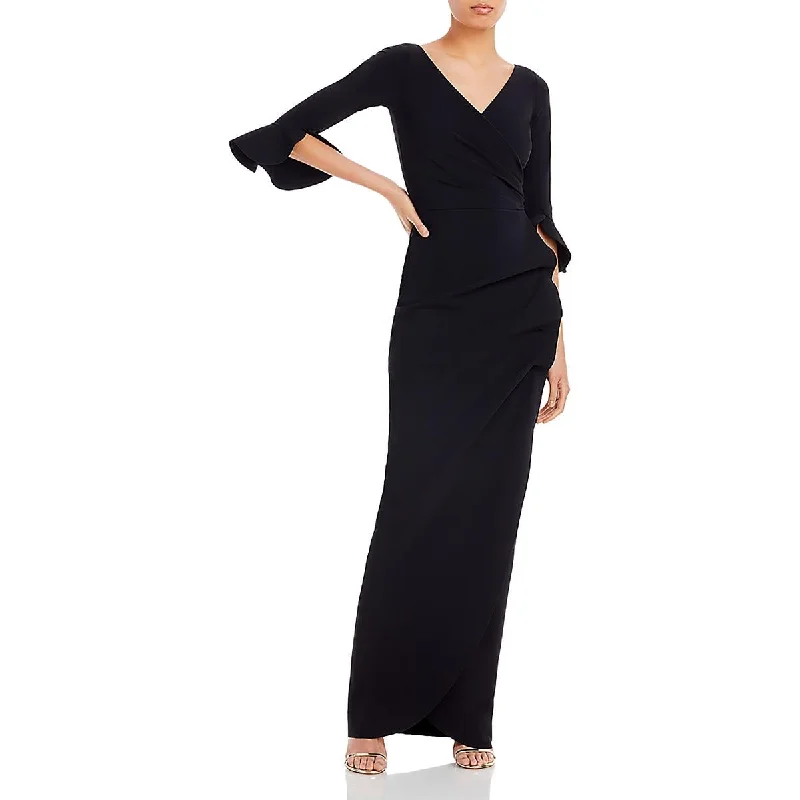 Evening Elegance Chiara Boni Womens Faux Wrap Ruched Maxi Dress