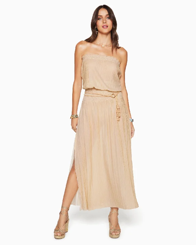 Clothes For Women Santana Slit Maxi Dress - Gold