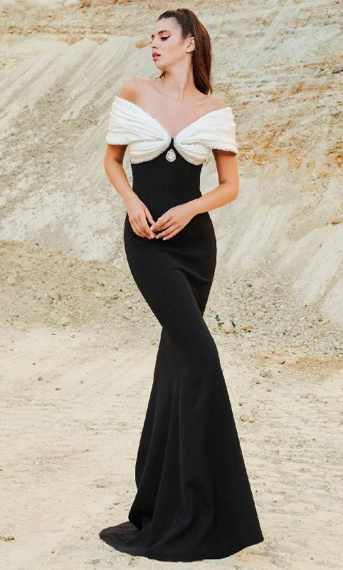 Business Casual Outfits MNM Couture 2781 - Trumpet Off Shoulder Gown