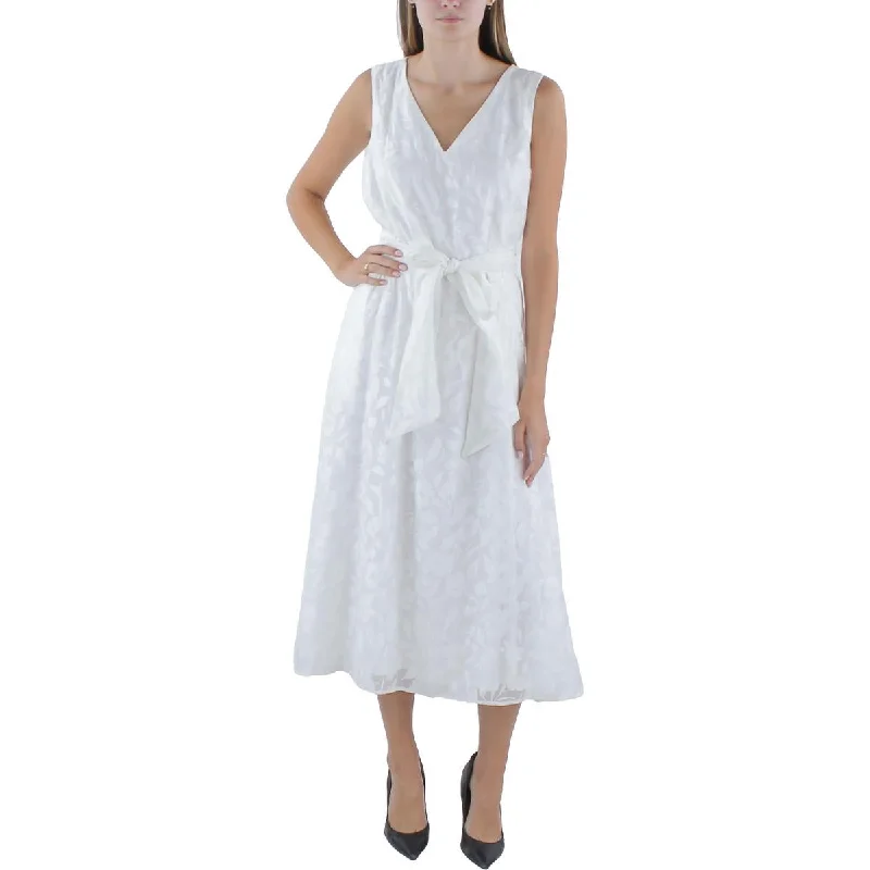 Chic & Cozy Collection Anne Klein Womens Long Belted Midi Dress