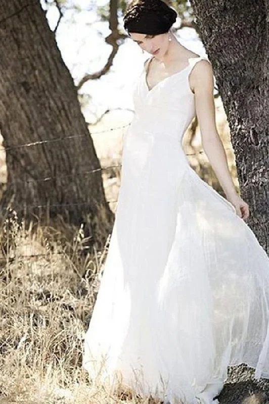 High End Women's Wear Roycebridal Simple Chiffon Ivory A-line V-neck Floor Length Beach Wedding Dresses, MW172 High End Women's Wear Roycebridal Simple Chiffon Ivory A-line V-neck Floor Length Beach Wedding Dresses, MW172