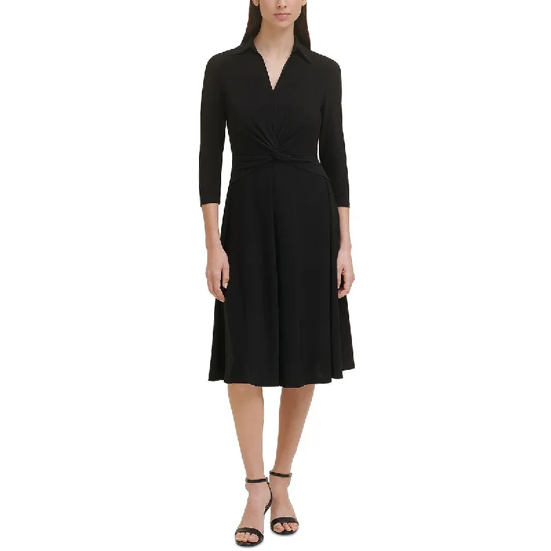 Women Wear Brands Tommy Hilfiger Womens   Twist Front Calf Midi Dress