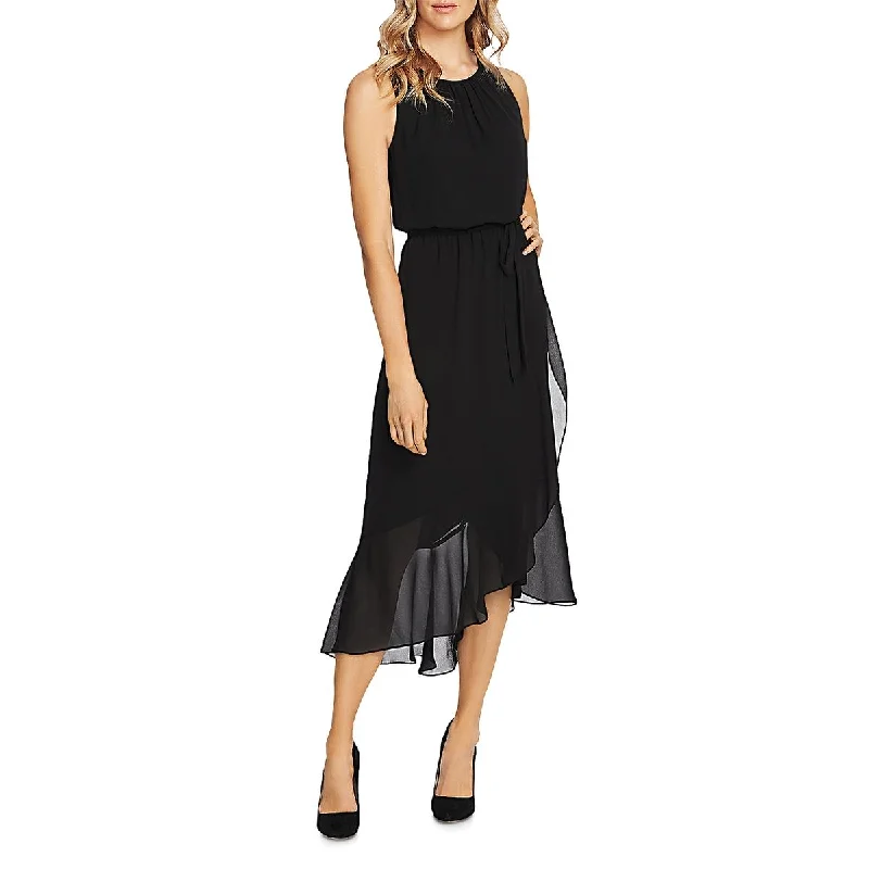 Exclusive Discount Vince Camuto Womens Ruffled Pleated-Neck Midi Dress