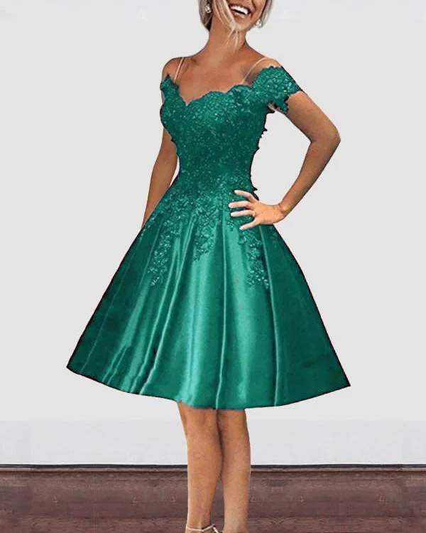 Boho Chic Fashion Off Shoulder Emerald Green Short Prom Dresses Girls Homecoming Graduation Gown SP612 Boho Chic Fashion Off Shoulder Emerald Green Short Prom Dresses Girls Homecoming Graduation Gown SP612
