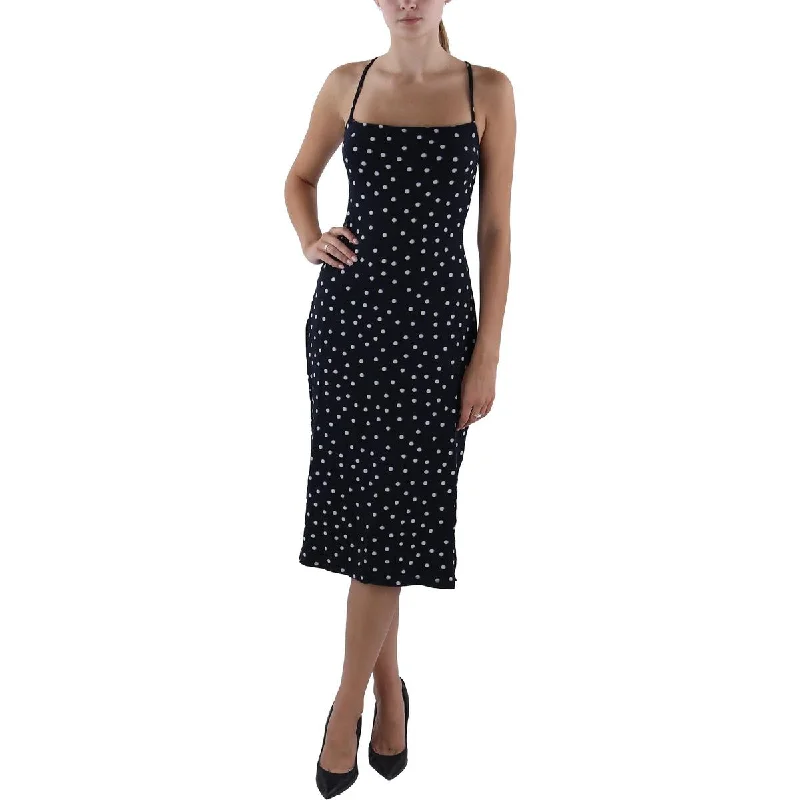 Trendy Street Style Attire Tart Womens Below Knee Polka Dot Midi Dress