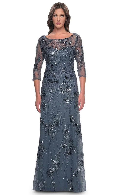 Seasonal Fashion La Femme 31458SC - Rhinestone Ornate Bateau Formal Gown