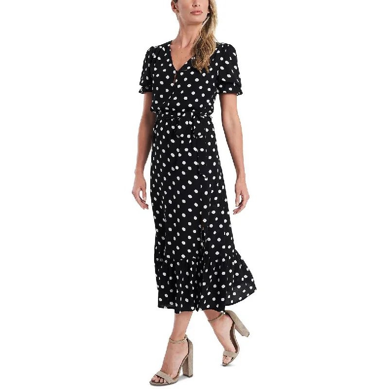 Comfort First Women's Fashion CeCe Womens Polka Dot Button Front Midi Dress