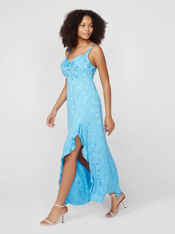 Women's Clothing Online Sale Carissa Sky Blue Tulip Jacquard Maxi Dress