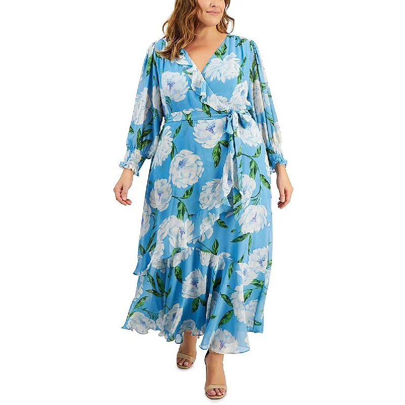 Comfort Meets Fashion Taylor Womens Plus Chiffon Tiered Maxi Dress