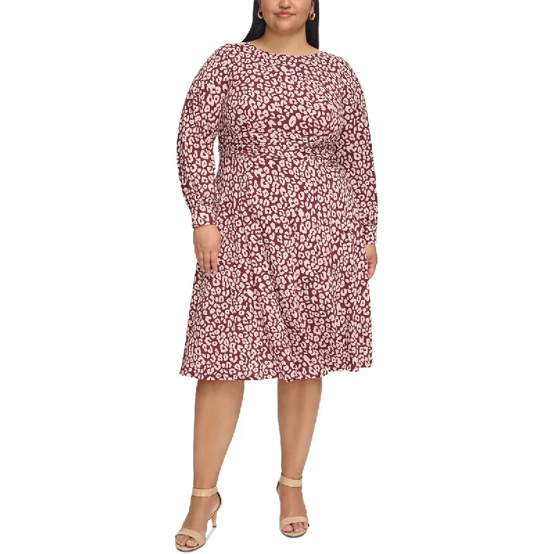 Premium Fashion Jessica Howard Womens Plus Printed Work Day Wear Midi Dress