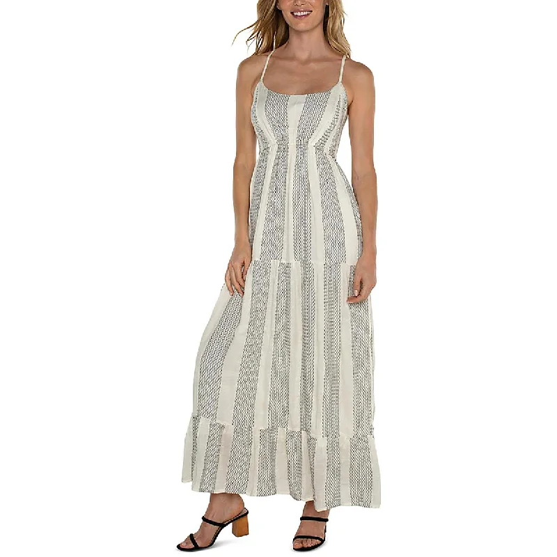 Wardrobe Essentials Liverpool Womens Adjustable Straps Tiered Maxi Dress