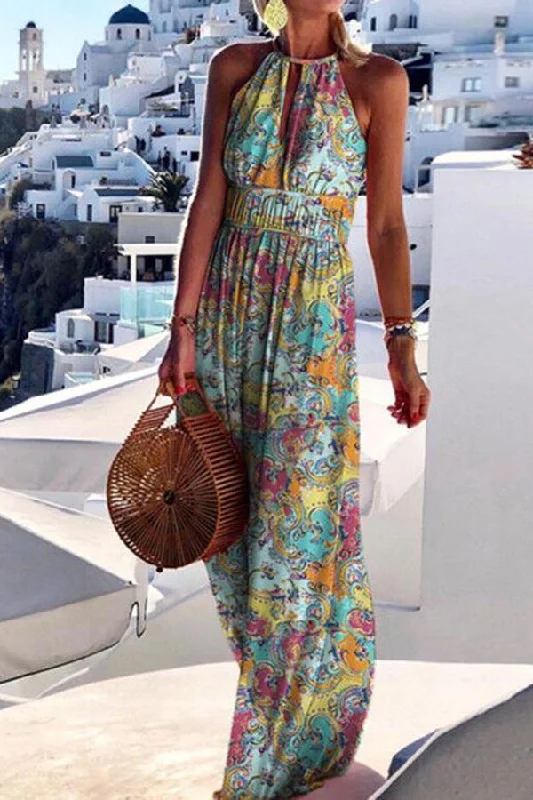 Elegant Fashion Think I'm In Love Colourful Print Maxi Dress