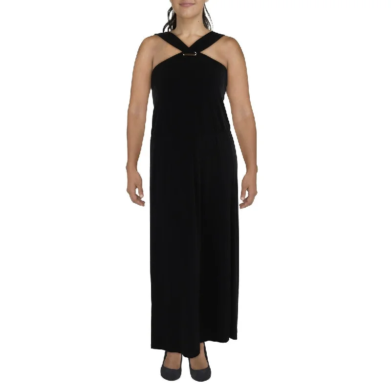 Chic & Cozy Apparel INC Womens Plus Halter Neck Side Slit Maxi Dress