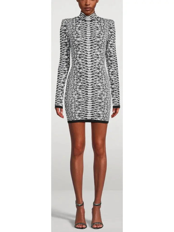 Sophisticated Style Python Textured Knit Mini Dress