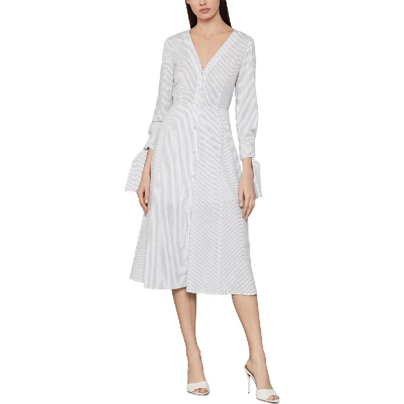 Stylish Savings BCBG Max Azria Women's Cotton Striped Tie Sleeve A-Line Midi Dress