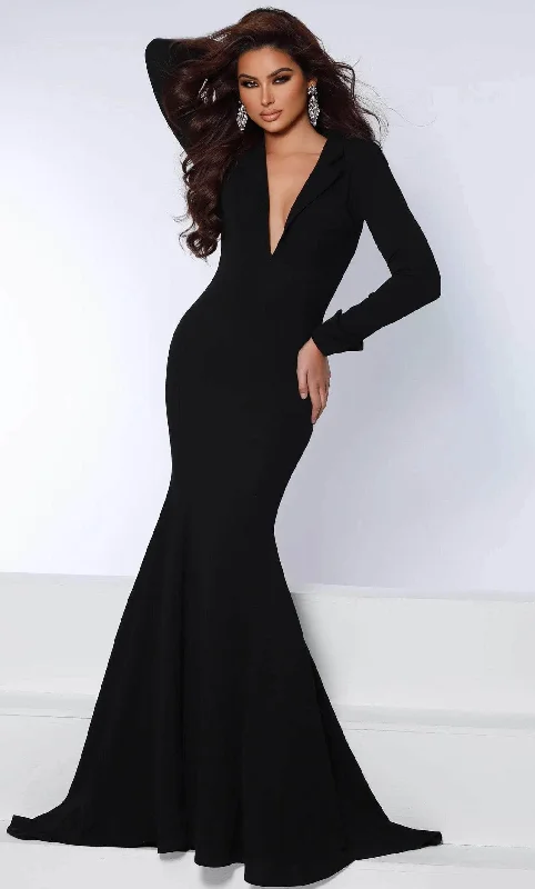 Unleash Your Trend Driven Style Johnathan Kayne 2682 - Long Sleeve Wrap Evening Gown