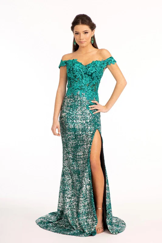 Bold Fashion Long Off Shoulder Formal Sequins Prom Dress