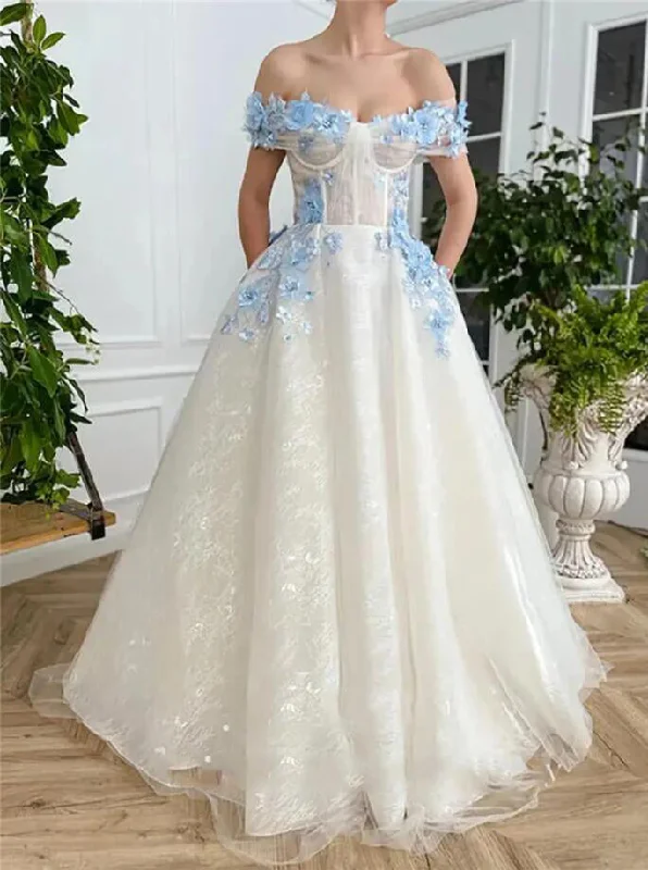 Business Casual Outfits Ivory And Blue Lace Prom Cocktail Dress Girls Fomal Gown PL4710 Business Casual Outfits Ivory And Blue Lace Prom Cocktail Dress Girls Fomal Gown PL4710