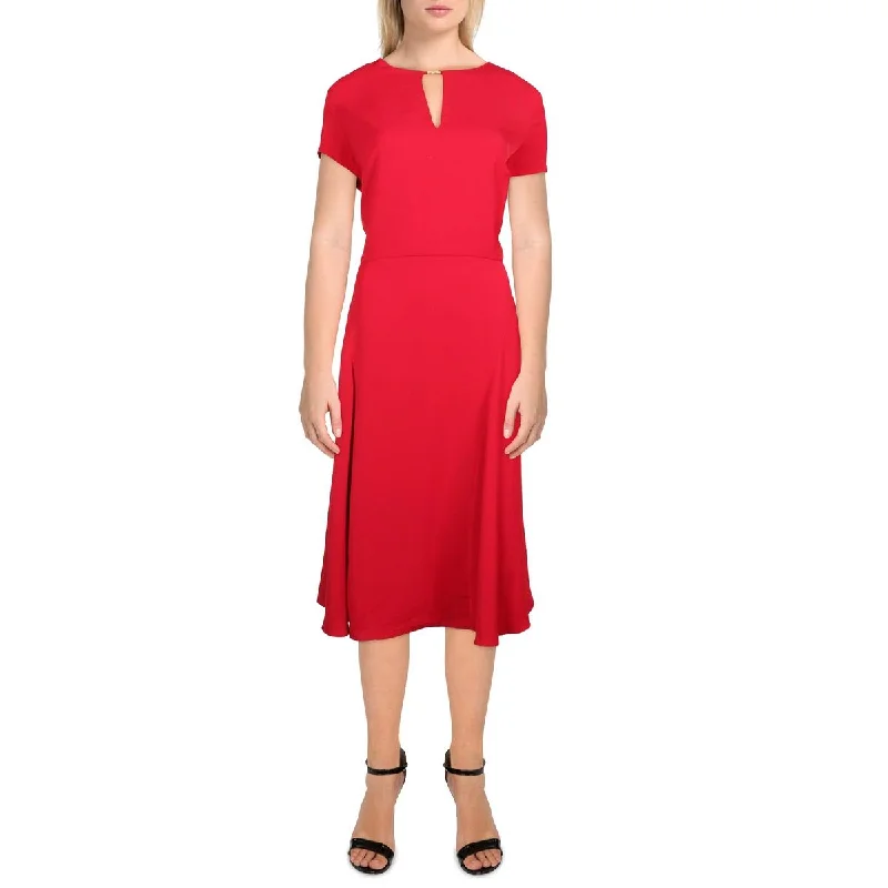 Elegant Attire For The Modern Lady Lauren Ralph Lauren Womens Georgette Short Sleeves Midi Dress