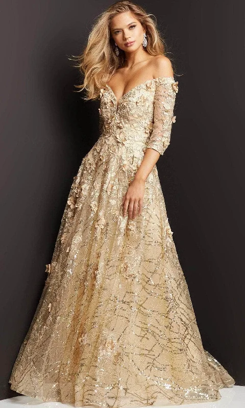 Exclusive Discount Jovani 06636 - Quarter Sleeve Mother of the Bride Gown