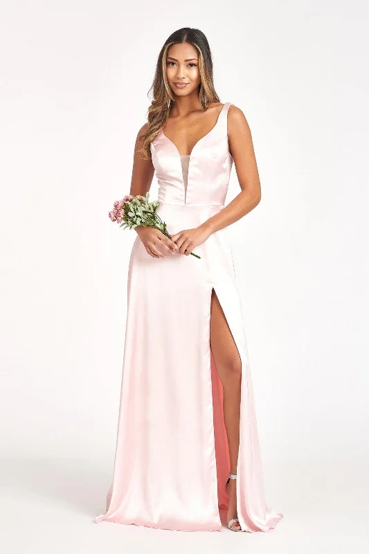 Relaxed Style Long Sleeveless Formal Bridesmaid Satin Dress