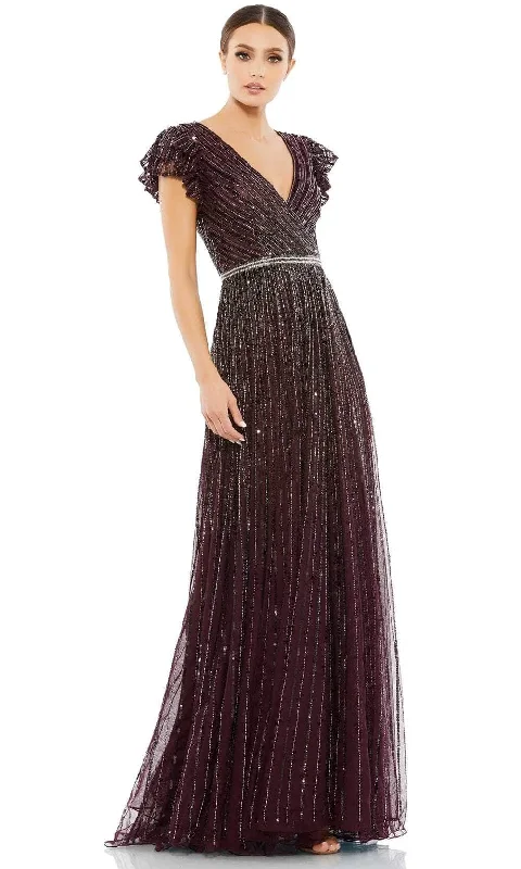 Luxe Women's Fashion Mac Duggal 5502 - Flutter Sleeve Sequined Evening Gown