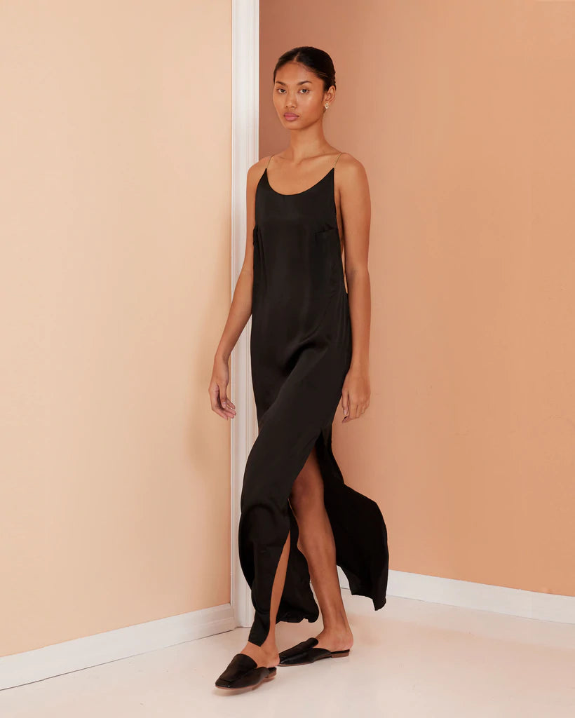 Online Impressions Boutique Glam Open Back Maxi Dress - Black