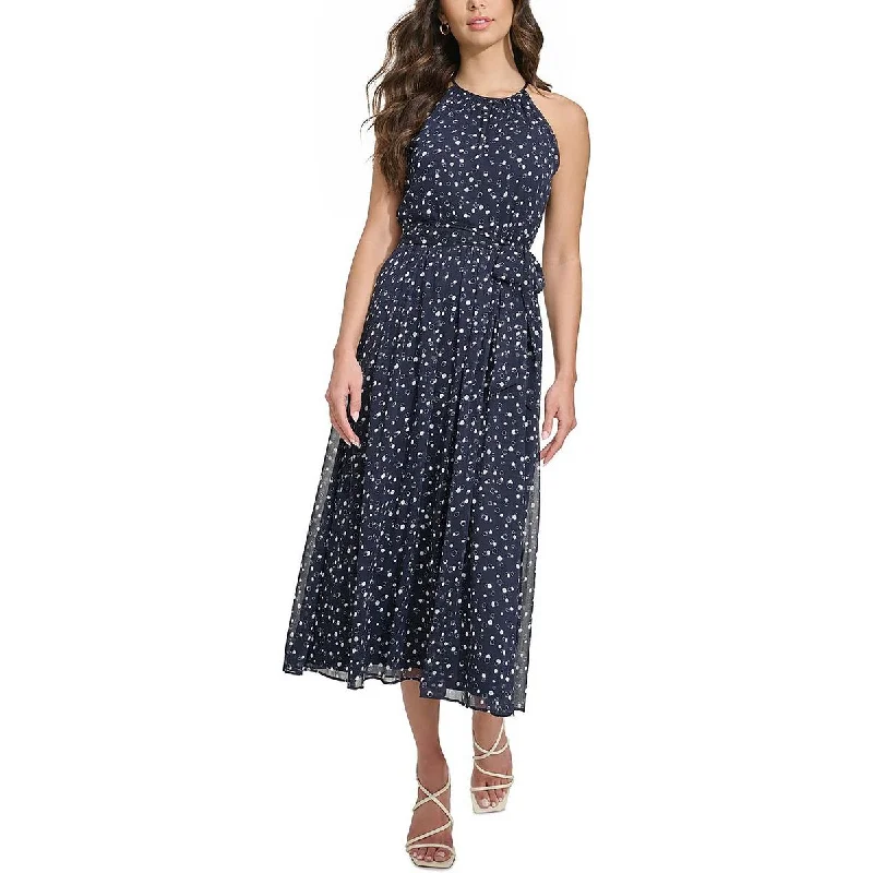 Women's Online Boutique DKNY Womens Dots Chiffon Midi Dress