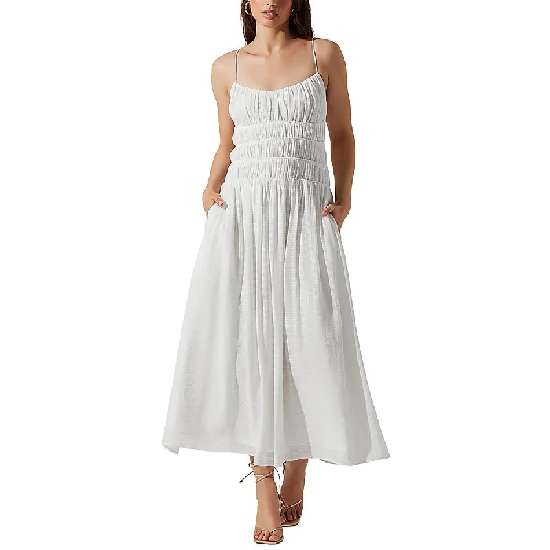 Limited Styles ASTR the Label Womens Andrina Smocked Open Back Maxi Dress