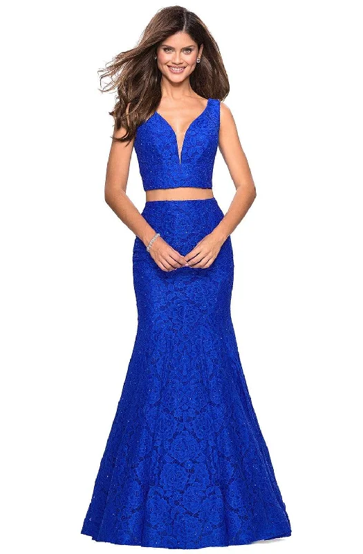 Day To Night Styles La Femme - 27262 Allover Lace Sleeveless V Neck Two-Piece Mermaid Gown Day To Night Styles La Femme - 27262 Allover Lace Sleeveless V Neck Two-Piece Mermaid Gown