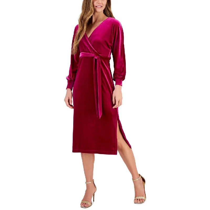 Versatile Outfits Taylor Womens Velvet A-Line Midi Dress