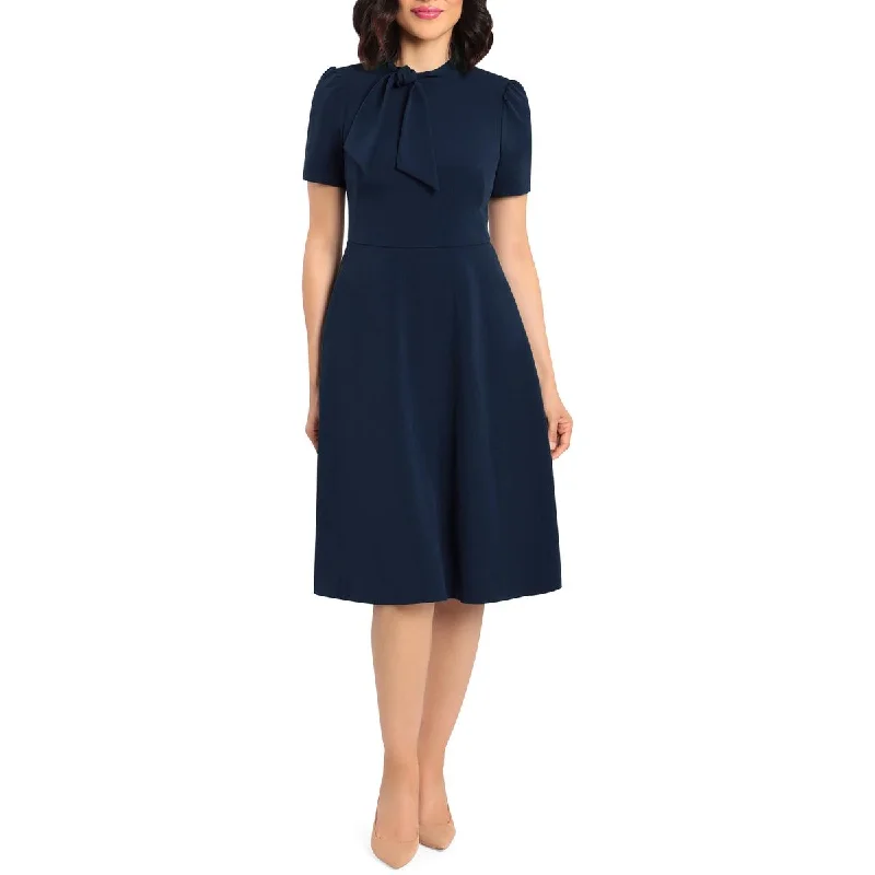 Chic Style Maggy London Womens Tie Neck Calf Midi Dress