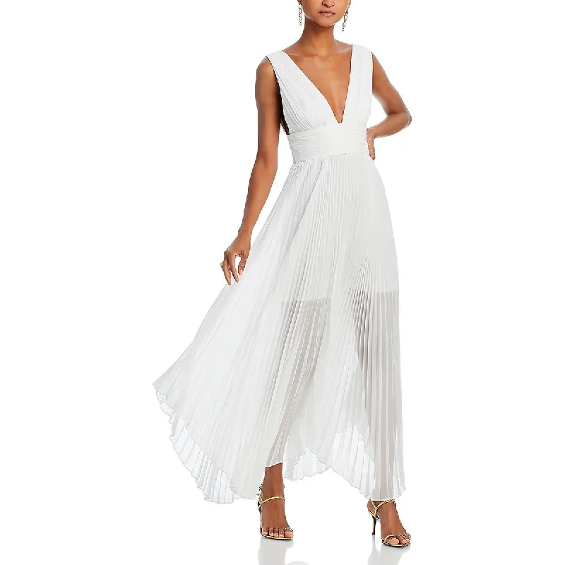 Chic & Cozy Collection Alice and Olivia Womens Pleated Long Maxi Dress