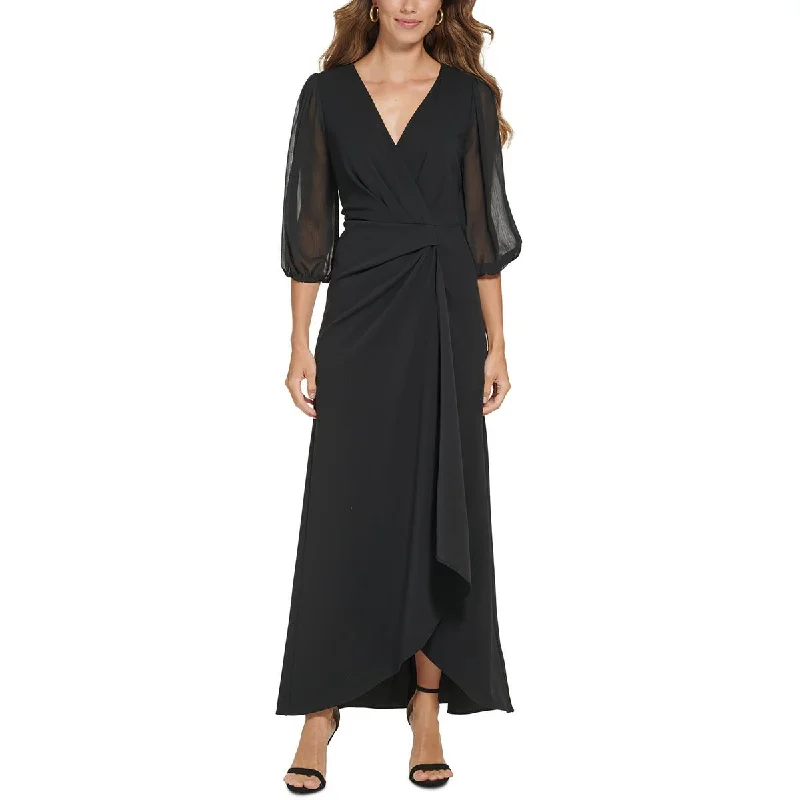 Fashion Forward Femininity DKNY Womens Crepe Faux Wrap Midi Dress