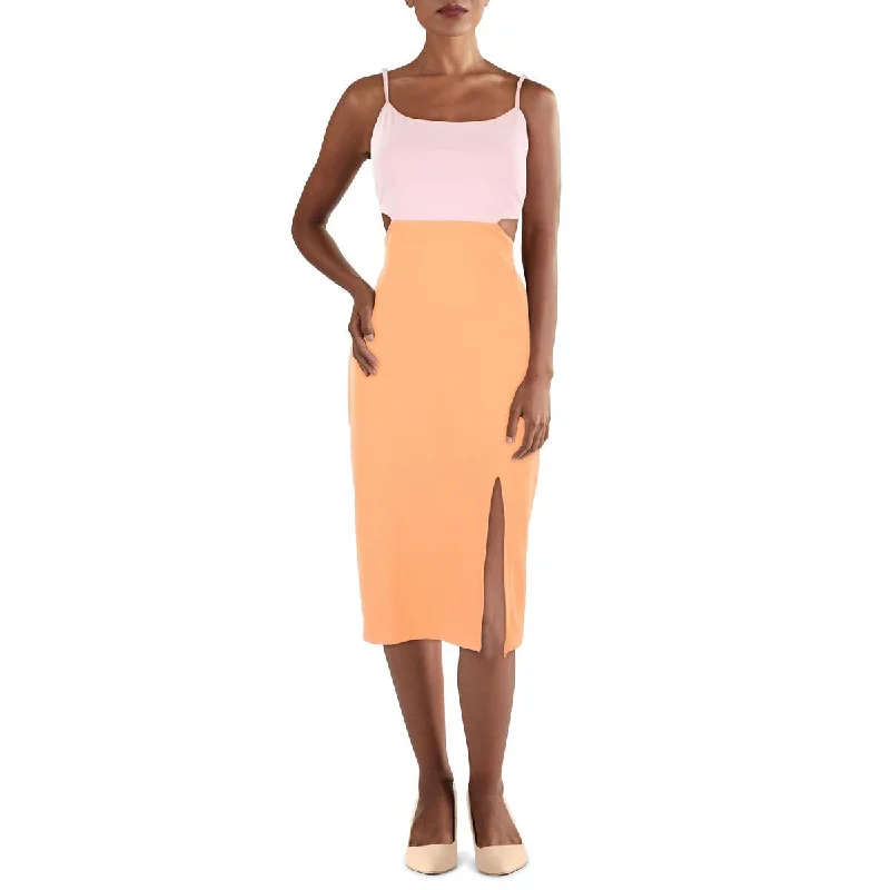 Unleash Your Style Bebe Womens Colorblock Cut-Out Midi Dress