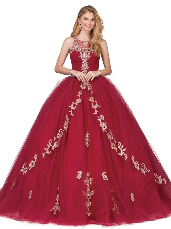 Timeless Women’s Fashion Styles Dancing Queen - Beaded Lace Illusion Halter Quinceanera Ballgown 1225