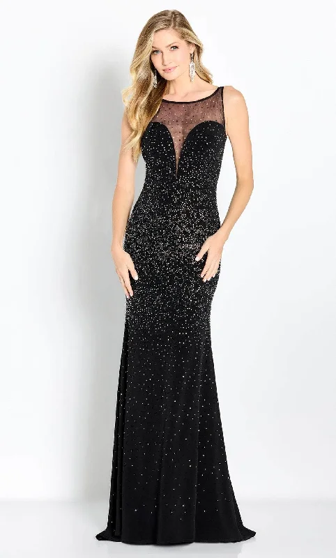 Urban Femme Streetwear Cameron Blake CB757 - Beaded Illusion Bateau Evening Gown