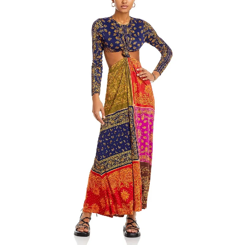 Trend Alert FARM Rio Womens Patchwork Paisley Maxi Dress