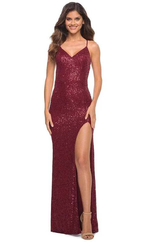 Fashion Forward Outfits La Femme - 30287 Crisscross Back Sequin Gown