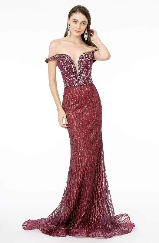 Evening Elegance GLS by Gloria - GL1818 Plunging Off Shoulder Jeweled Mermaid Gown Evening Elegance GLS by Gloria - GL1818 Plunging Off Shoulder Jeweled Mermaid Gown