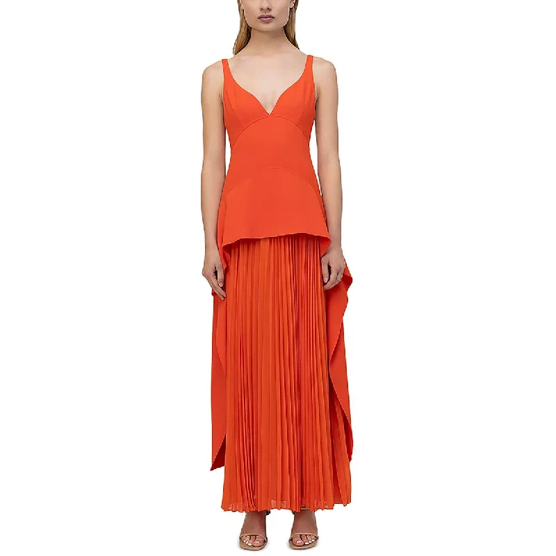 Innovate Your Wardrobe SIMKHAI Womens Mixed Media Pleated Maxi Dress