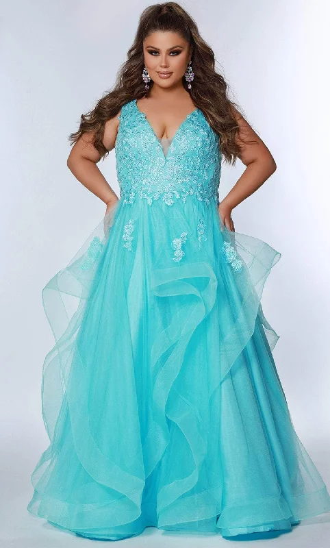 Trend Driven Wardrobe Sydney's Closet SC7347 - Embroidered Tiered Ballgown