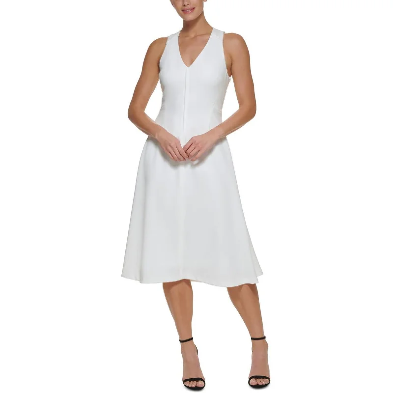 Your Timeless Wardrobe Awaits DKNY Womens Crepe V-Neck Midi Dress