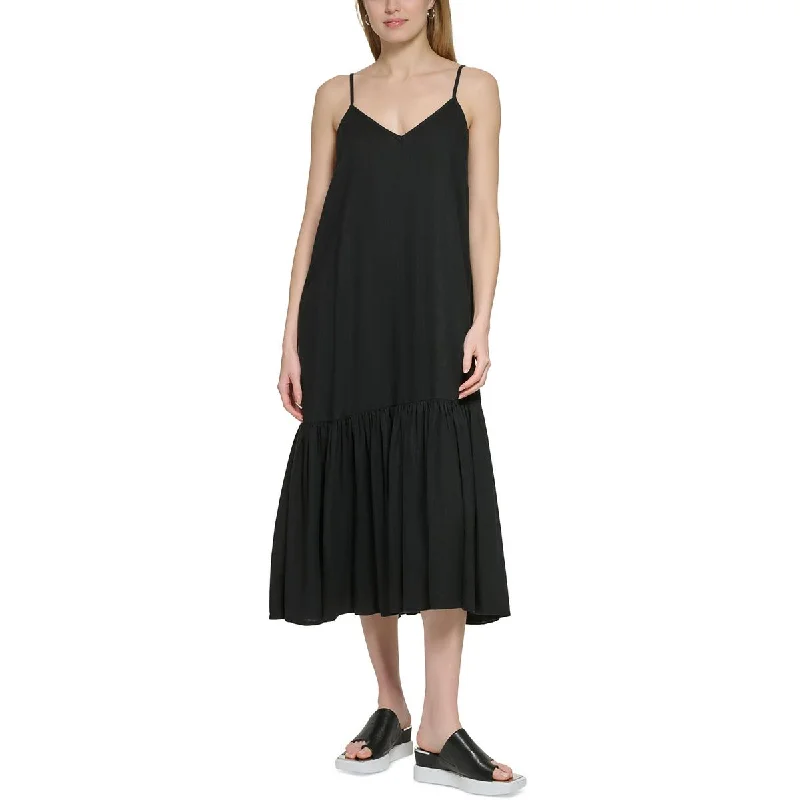 Trend Forward Women's Wear DKNY Jeans Womens V-Neck Pocket Maxi Dress