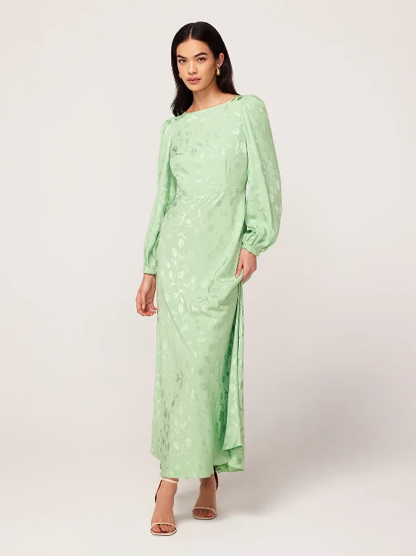 Women's Clothing Brands Megan Pistachio Tulip Jacquard Maxi Dress