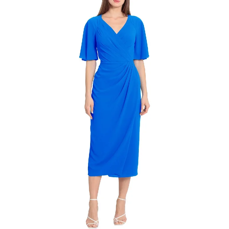 Chic Styles Maggy London Womens Flutter Sleeve Calf Midi Dress